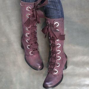 Fluevog East End Adanac Lace-Up Purple Boot Size 9